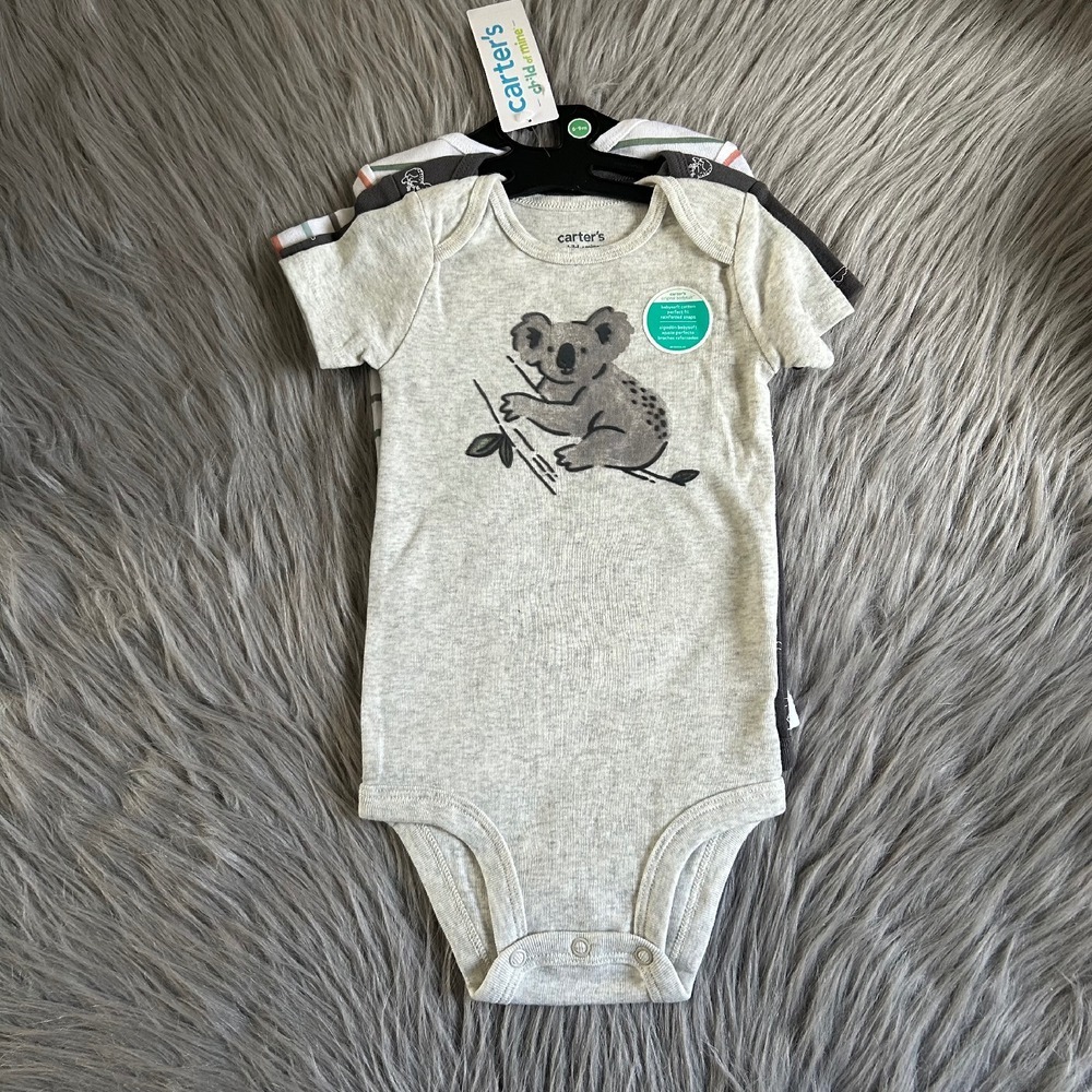 Carter's Child Of Mine Bodysuits Baby Boys Size 6-9 Months Koala Outfits Cotton